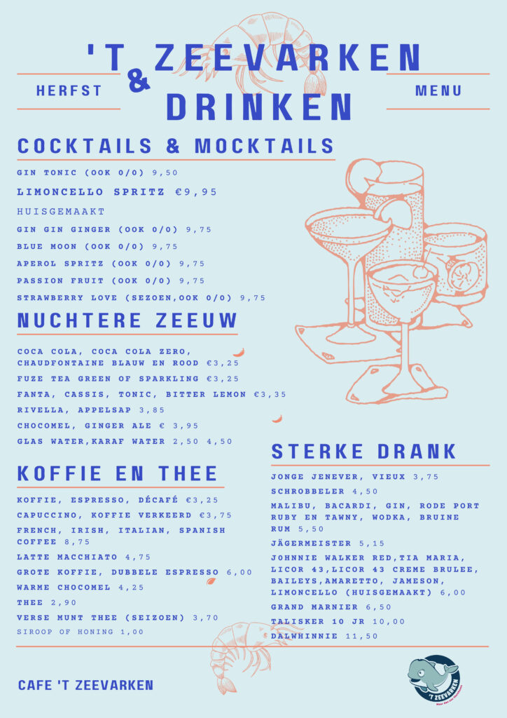 Menu 't Zeevarken - Drinken