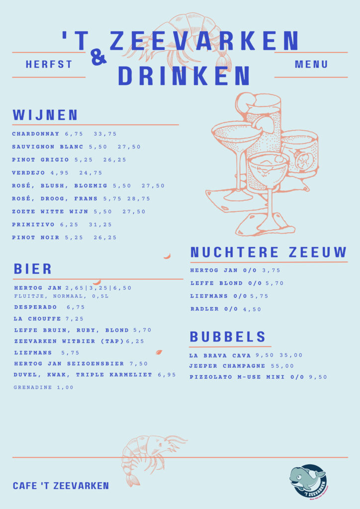 Menu 't Zeevarken - Drinken